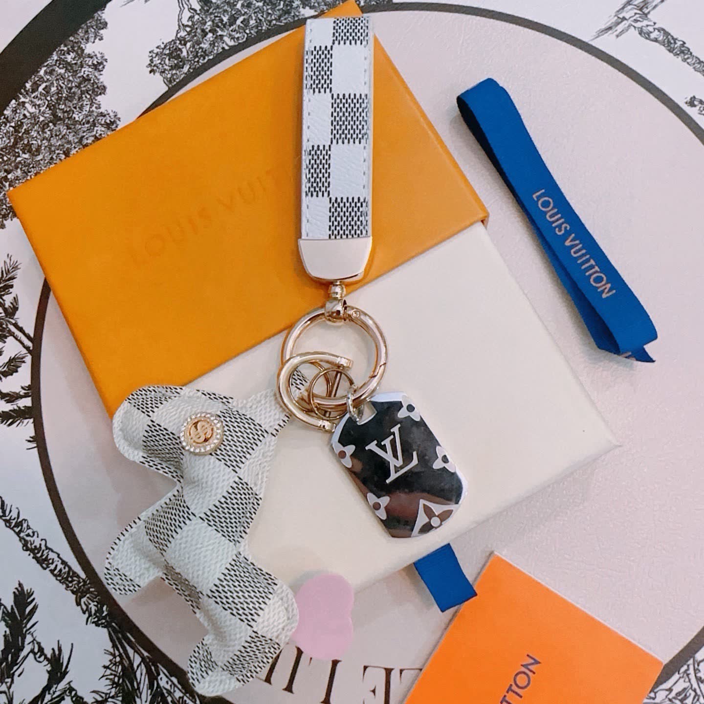 Louis Vuitton Keychain with Monogram Pattern Louis Vuitton Keychain with Monogram Pattern